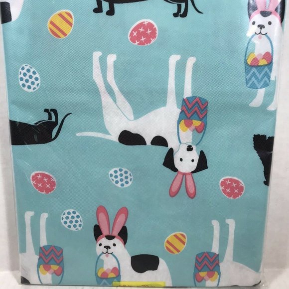 Easter Bunny Funny Dogs Printed Vinyl Tablecloth Rabbit Ears Dinner Party 52x70 - Picture 2 of 7